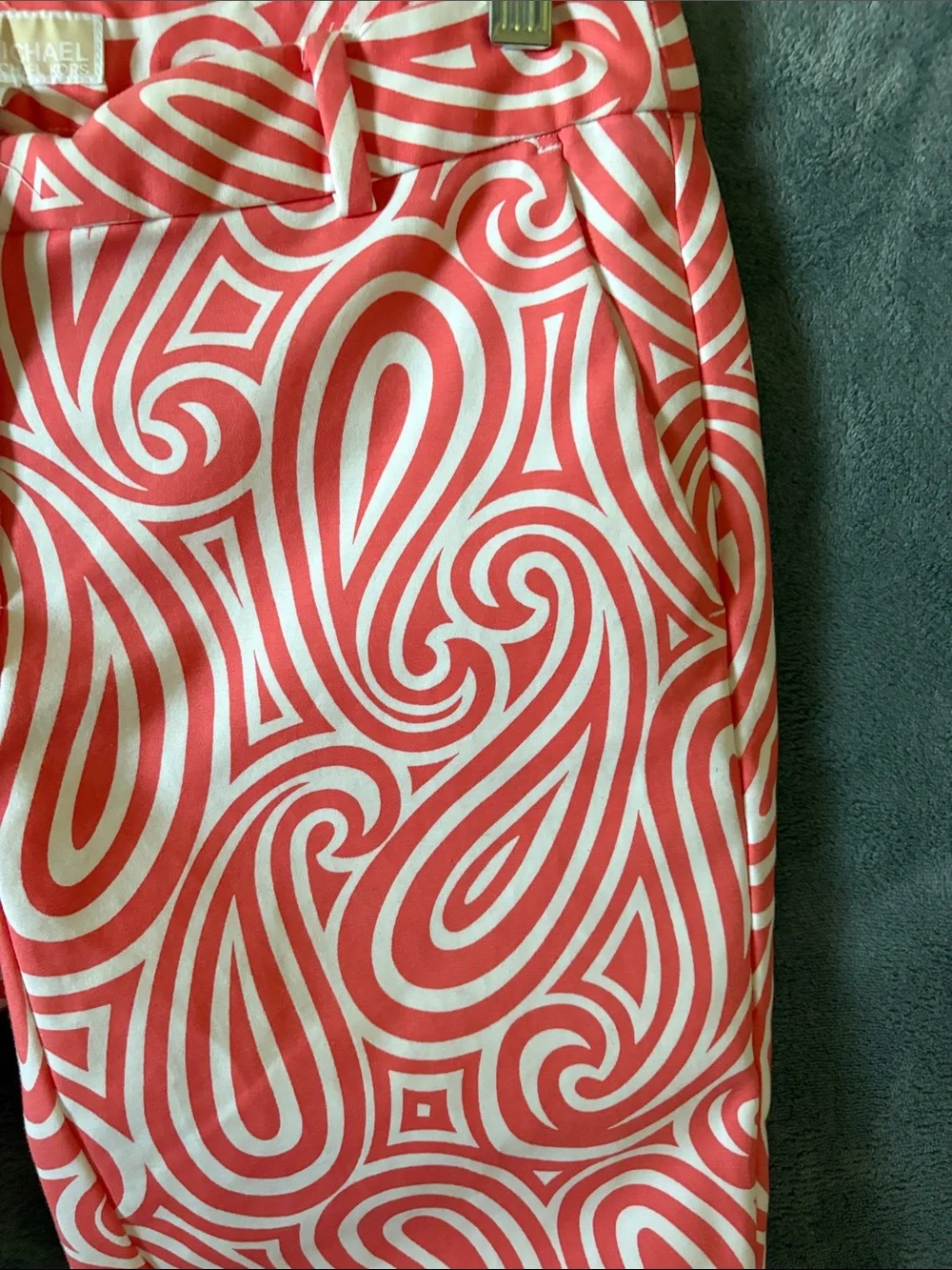 Michael Kors Collection Coral & White Swirl Skinny Pants